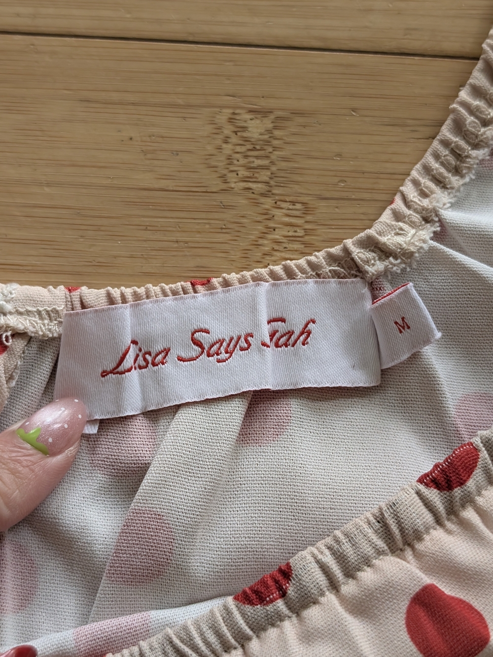 Lisa Says Gah Cream and Red Polka Dot Babydoll Mini Dress - Picture 3 of 10